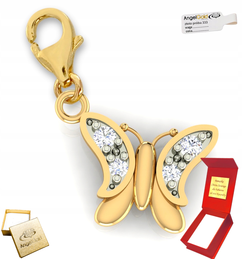 31 Přívěsek Motýl Motýlek Se Zirkony Zlato 585 Rhodium