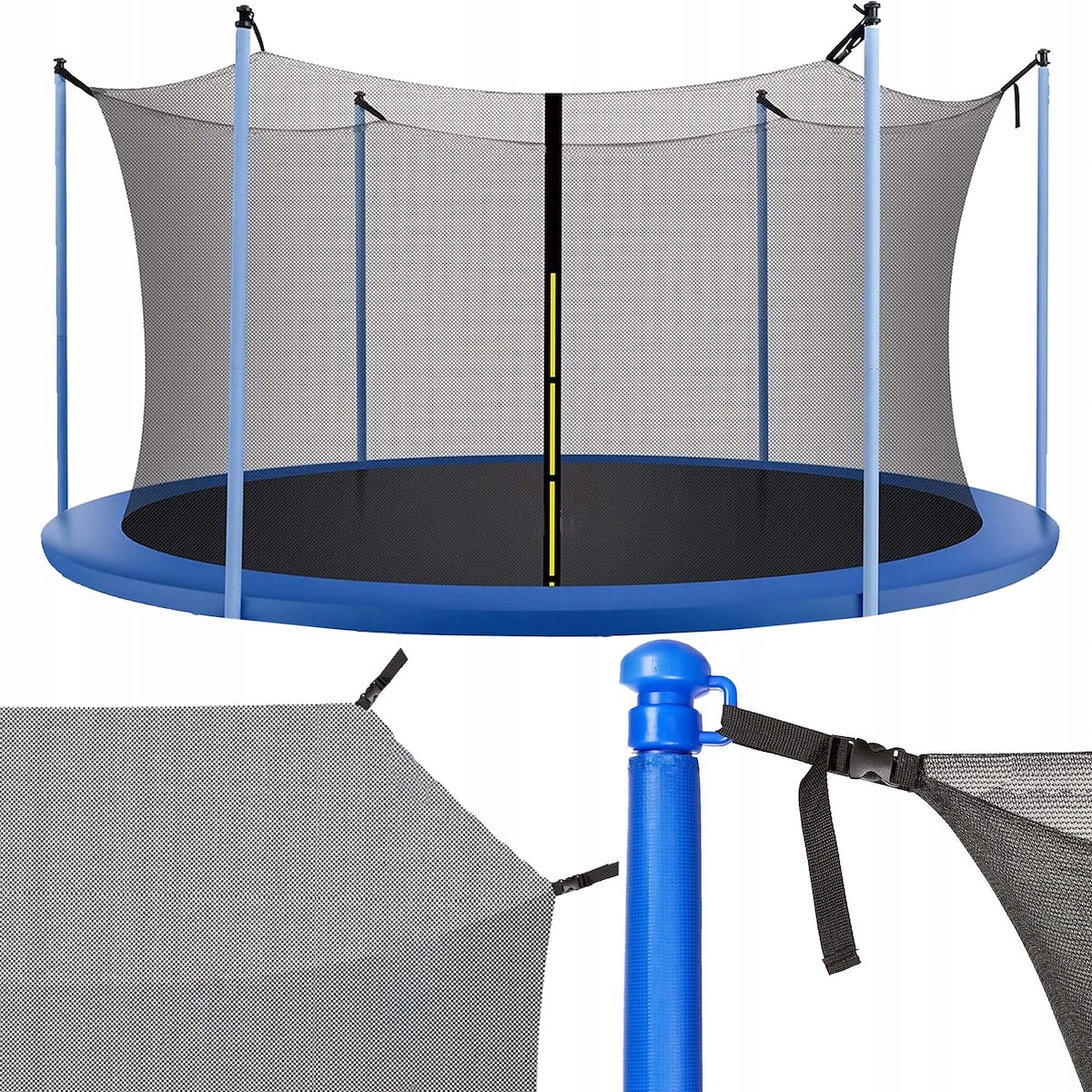 SIATKA DO TRAMPOLINY 244-252cm 8FT na 6 SŁUPKÓW WEWNĘTRZNA OCHRONNA MOCNA