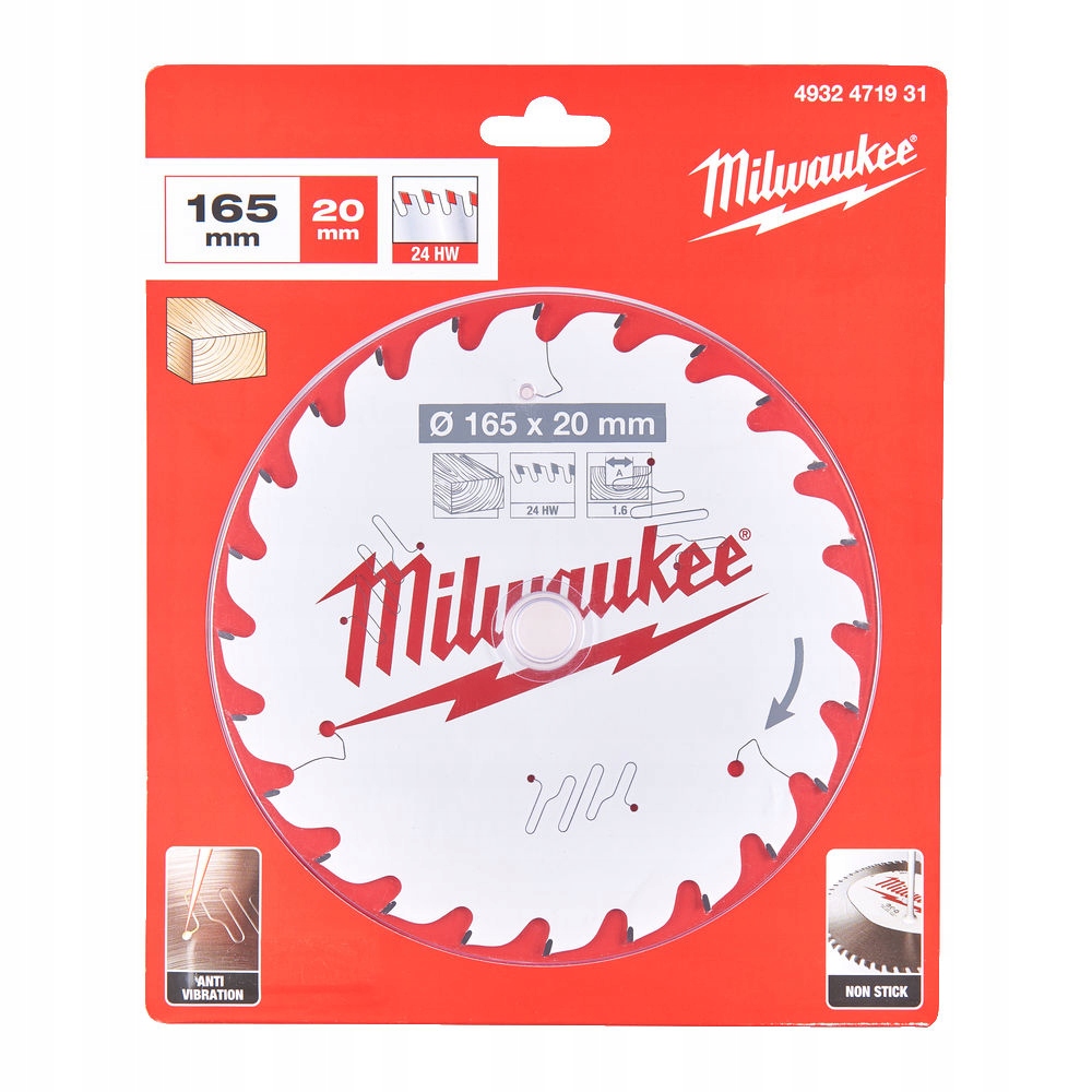 Milwaukee Tarcza tnąca drewna 165x20mm 4932471931