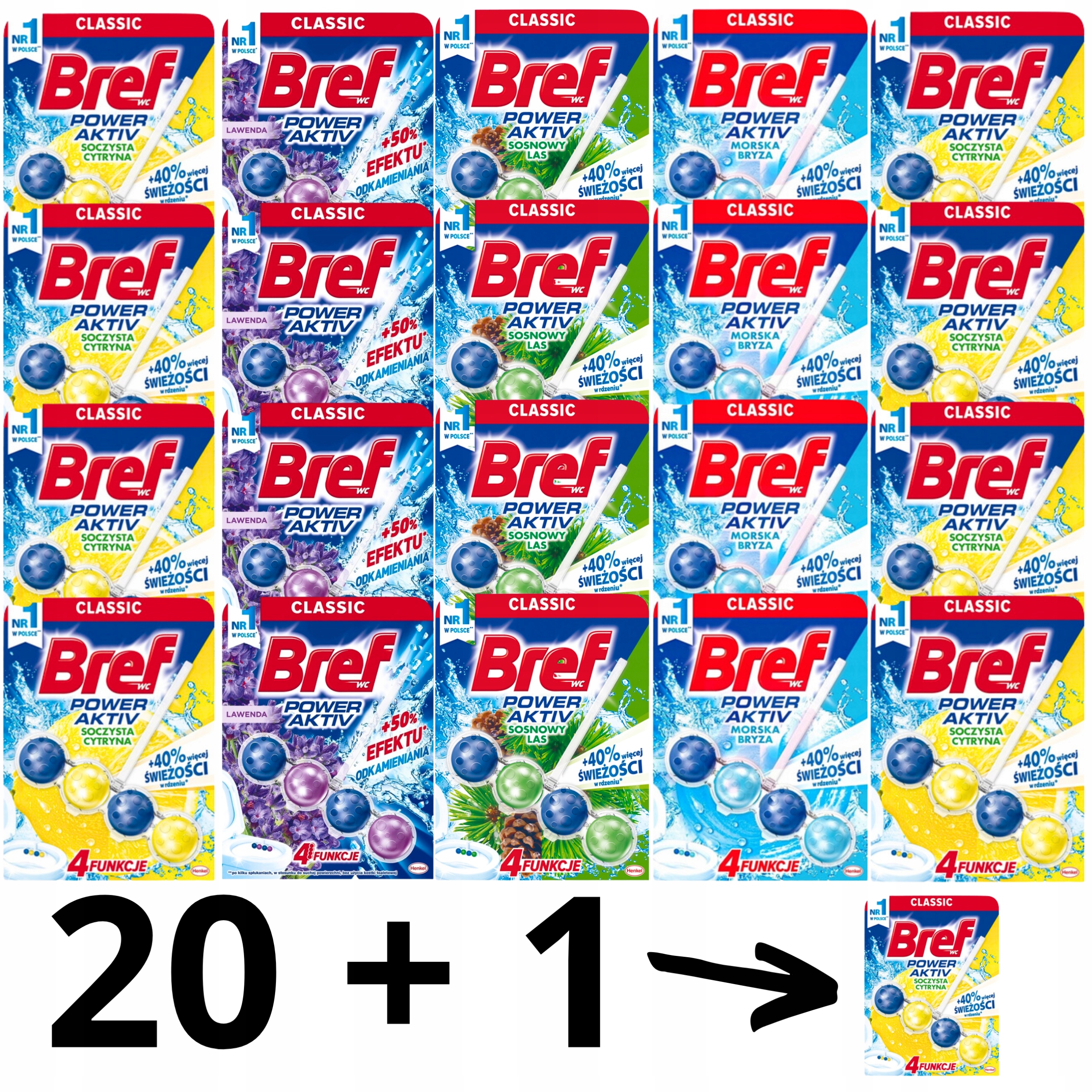 Levně Bref Power Aktiv Wc míčky Citron směs 50g x 20 1