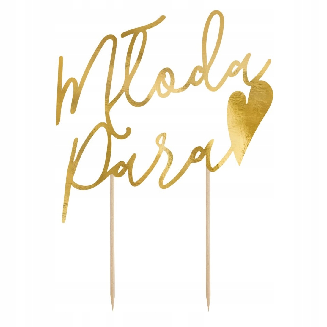 

Topper Na Tort Weselny napis Młoda Para złoty