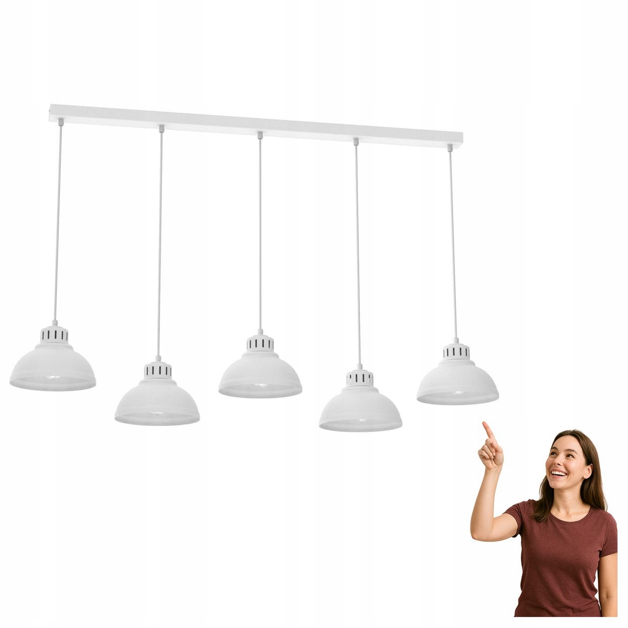 Bílá pětibodová závěsná lampa Sven 9100 Luminex