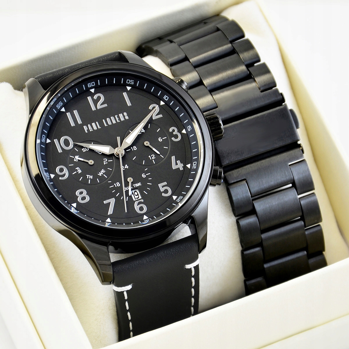 Pánské hodinky Paul Lorens Bayas 2 Strap s datumovkou denní čas Gravírování