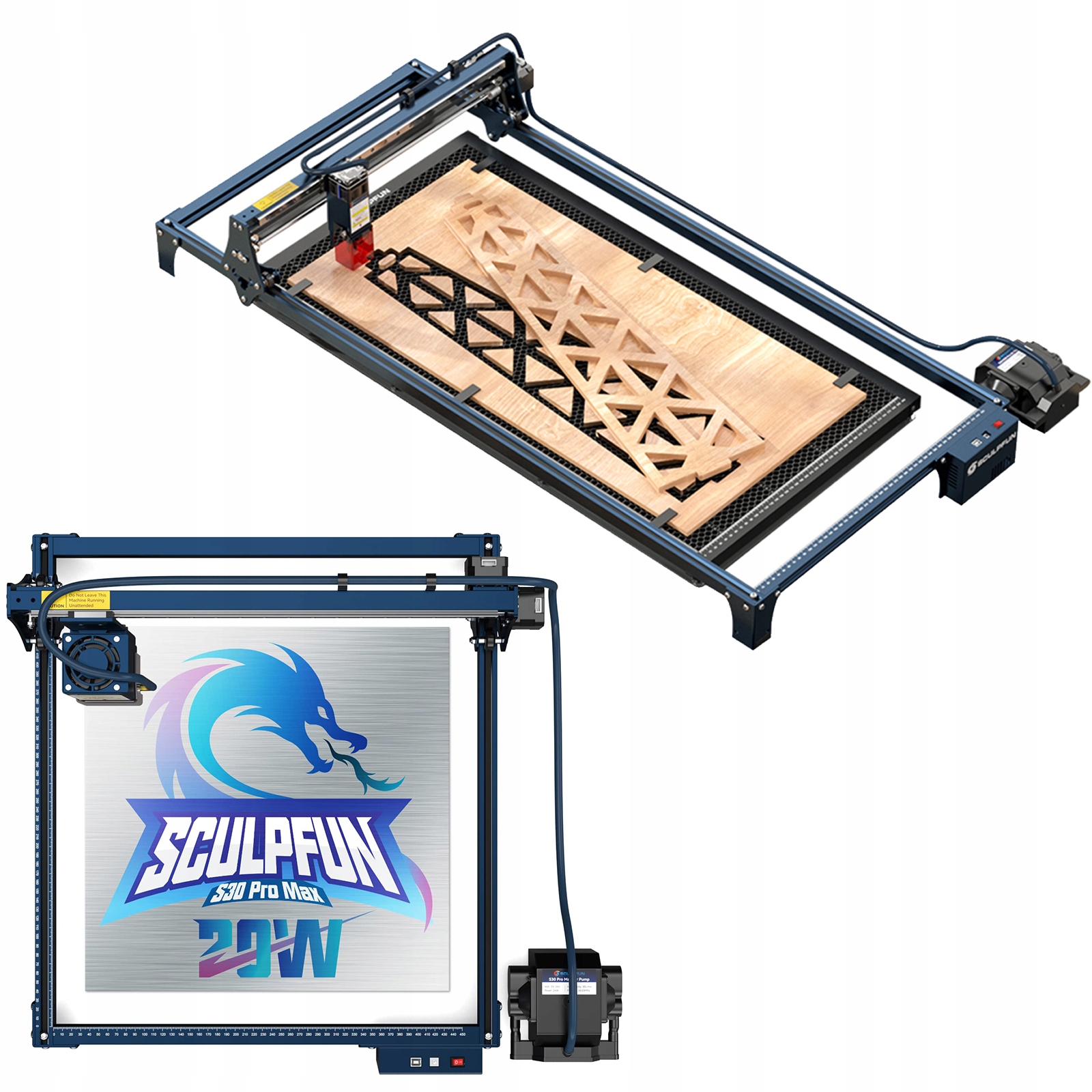 Laserový gravírovací stroj Sculpfun S30 Pro Max 20W 935x400mm Pracovní plocha