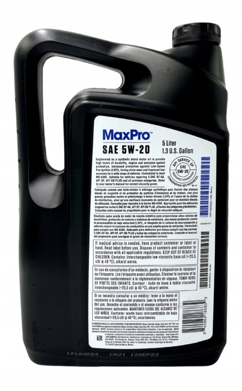 Mopar Olej 5W20 5 L/ MS-6395/ Chrysler Jeep Dodge Ram