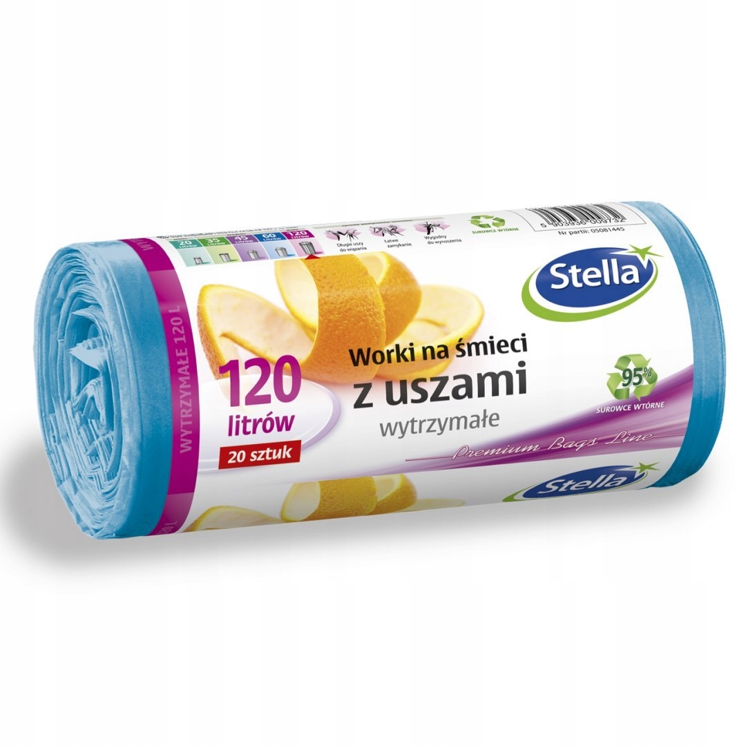 

Worki na śmieci Wytrzymałe z uszami 120L 20 szt.