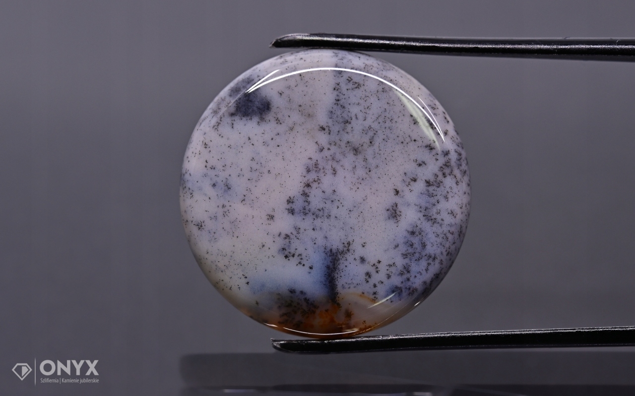 Dendritový achát z Kazachstánu konvexní mělký kruh