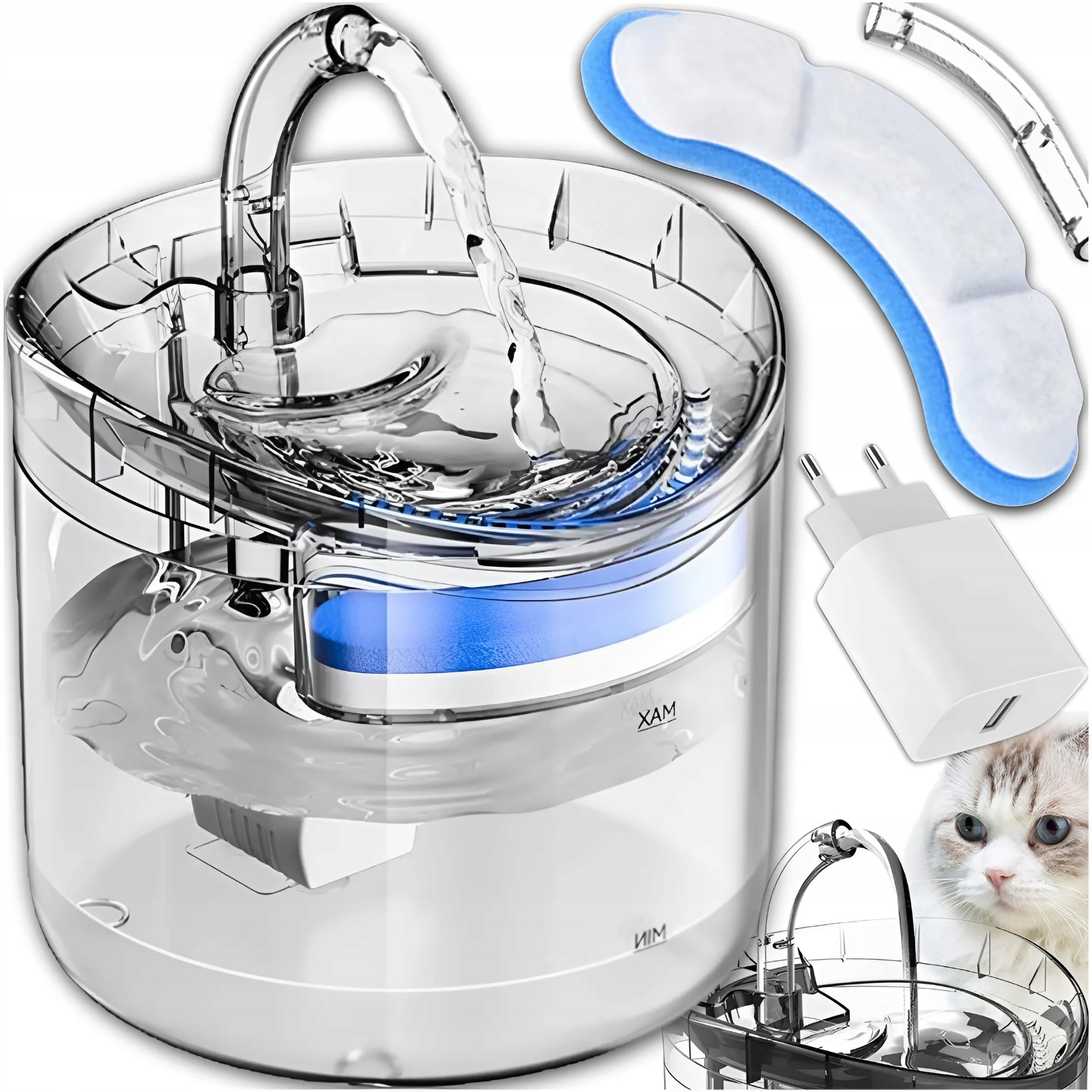 Levně Napáječka Fontána Automatická Napáječka 2 L Vodní Pro Kočky Miska Pro Zvířata