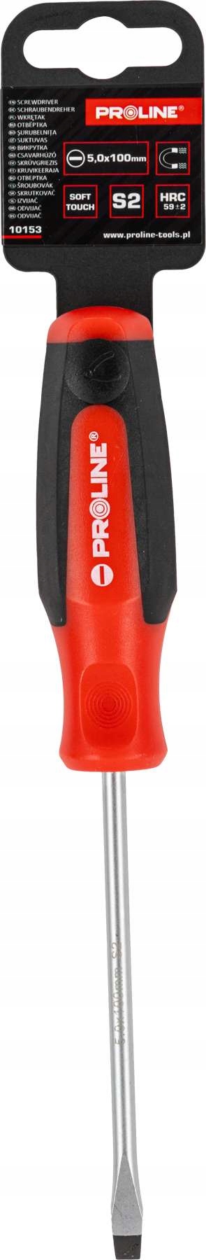 Wkrętak soft touch płaski 5,0x100mm S2 Hrc magnes Proline 10153