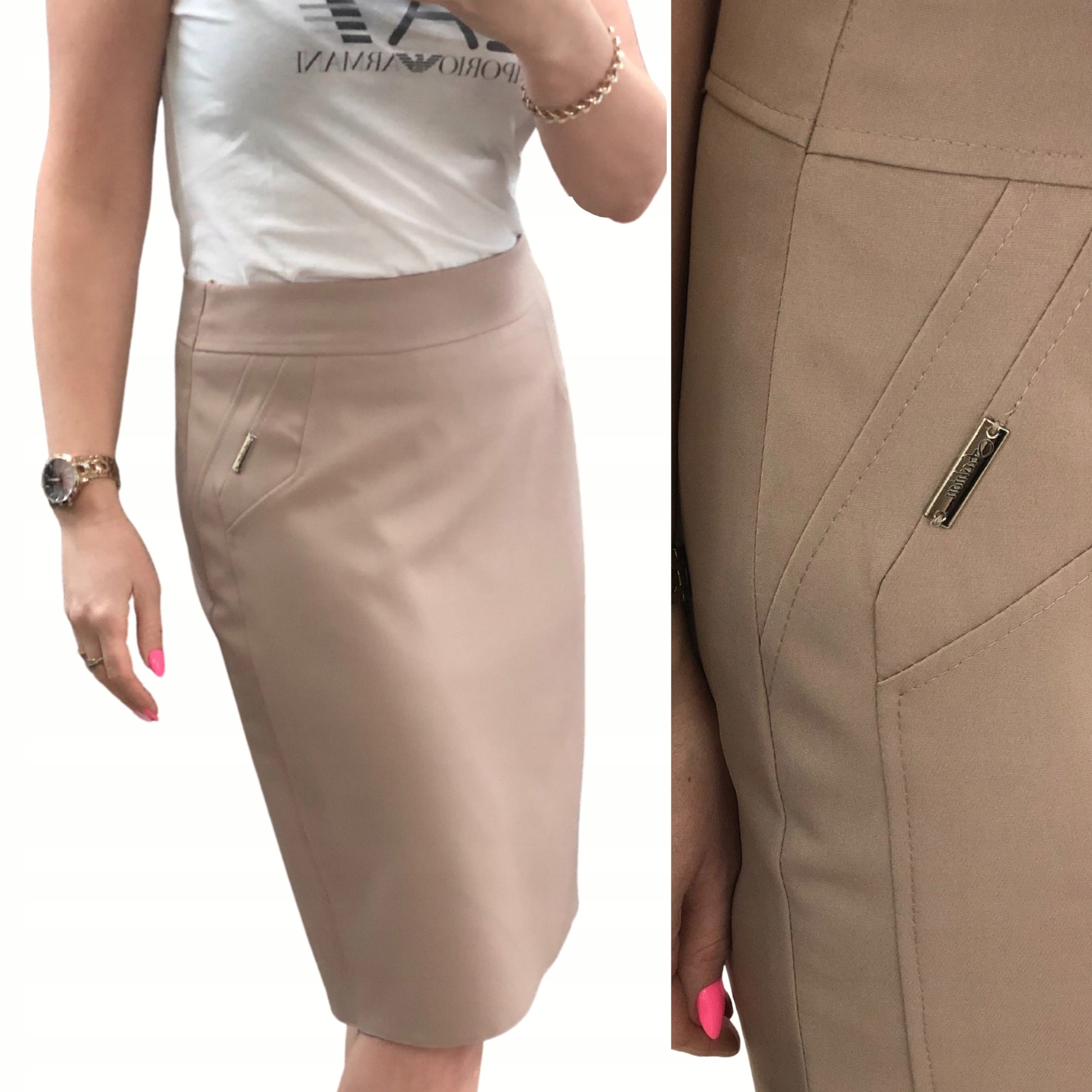 D29 SPÓDNICA BIZNESS FASION BEŻ R.44