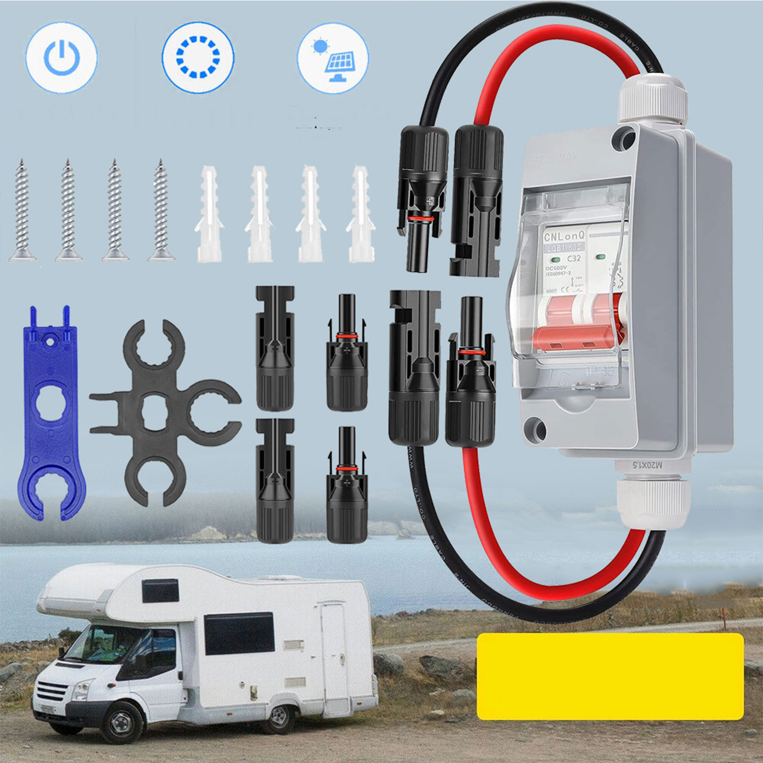 DC 500 V 32 A Rozłącznik Pv Solar Miniaturowy Wyłącznik 2P Wodoodporny IP65