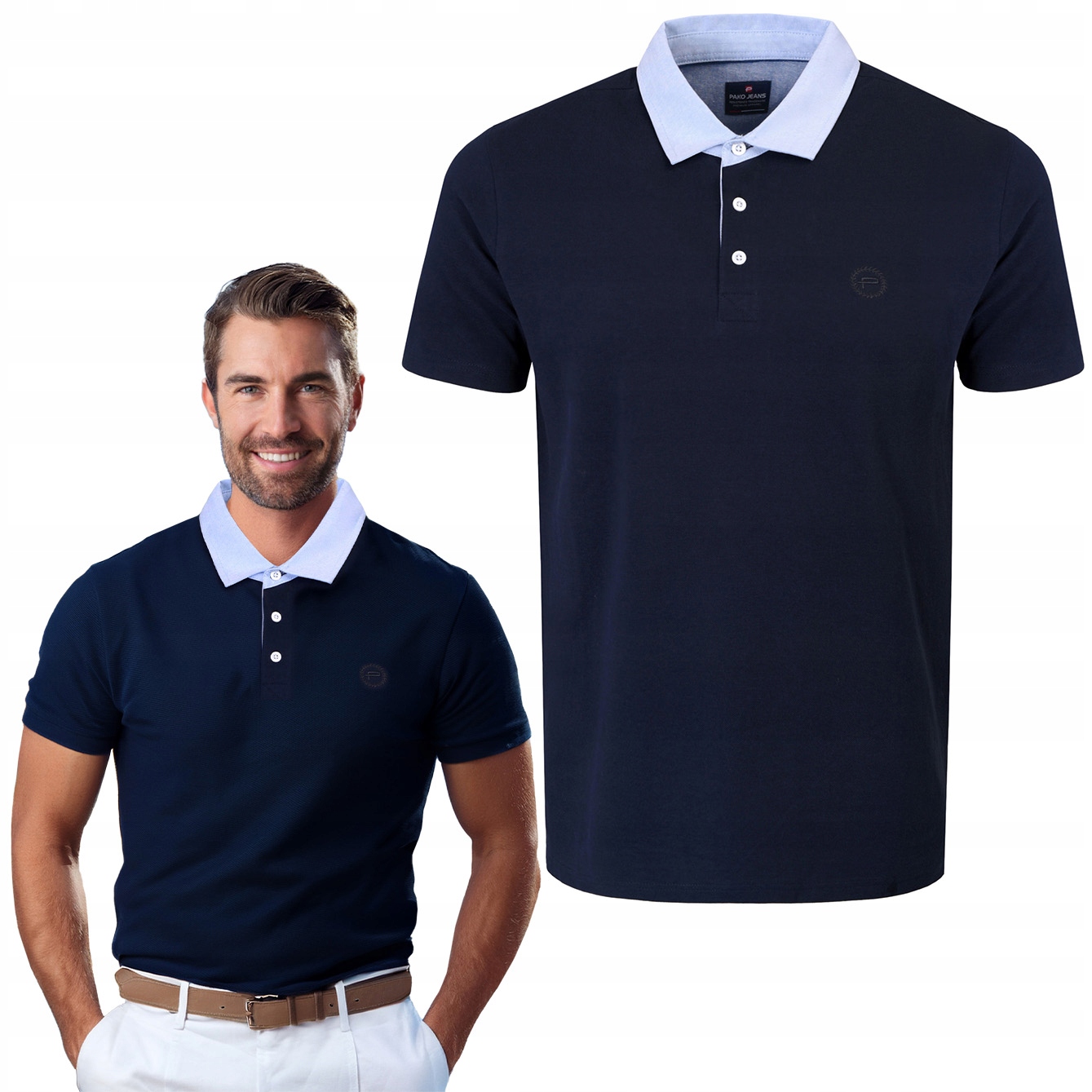 polokošile Pánské Tmavě Modré Bavlněné Alt Elegantní 2XL Pako Jeans