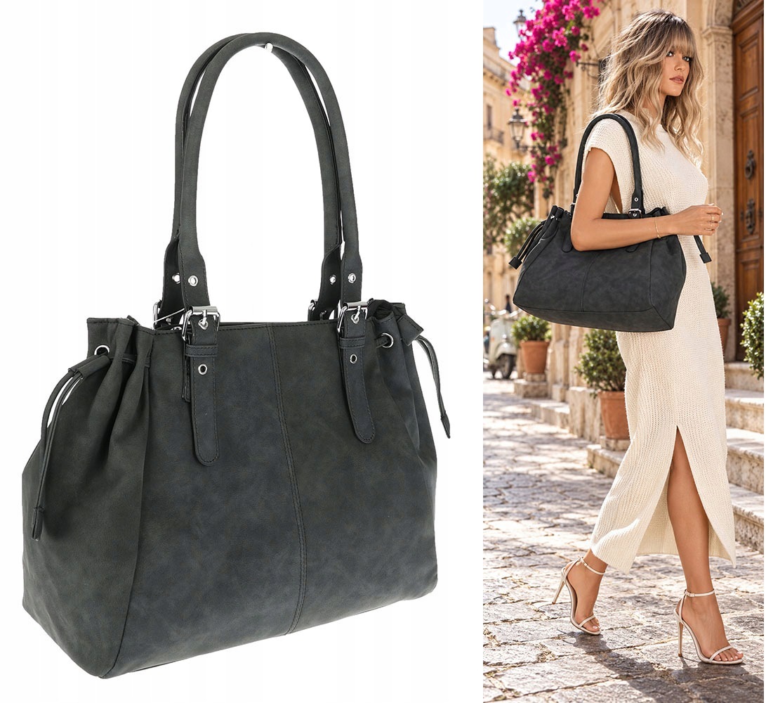 Dámská shopper kabelka kufřík elegantní taška do práce NS977 Černá