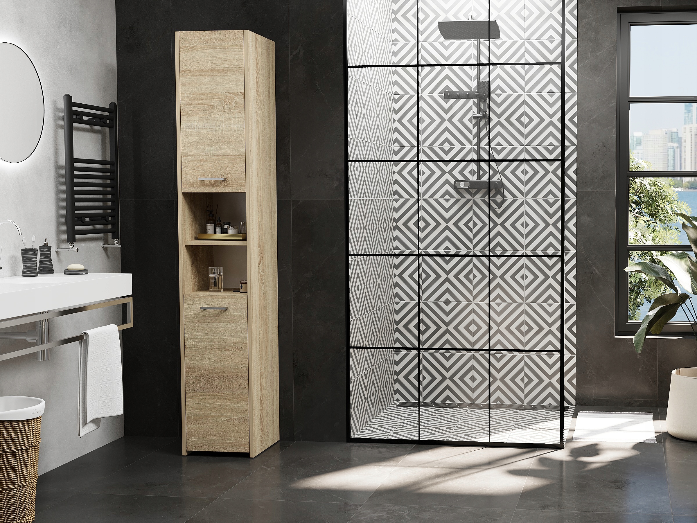 SZAFKA ŁAZIENKOWA REGAŁ SŁUPEK 30CM PL L-30 SONOMA