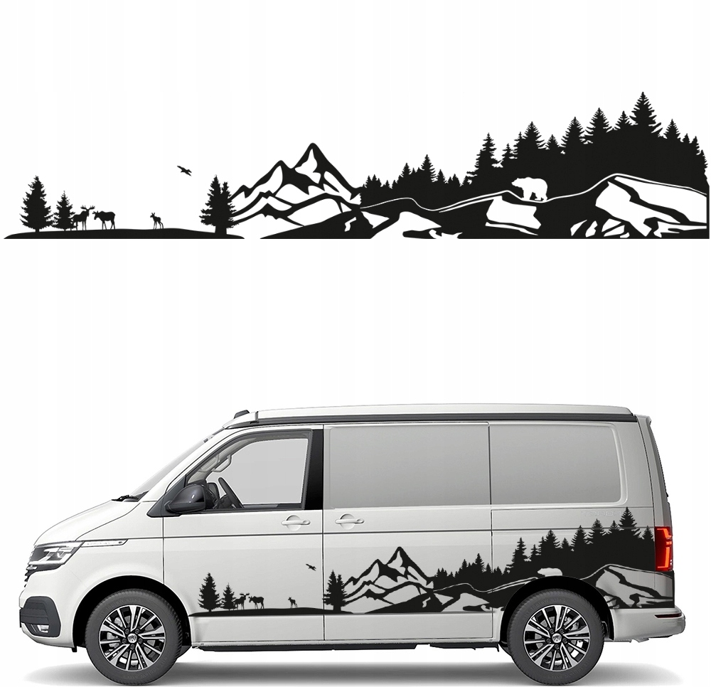 Nálepka Grafika na karavan auto Horské Pásmo Medvěd Wild Nature 210x44