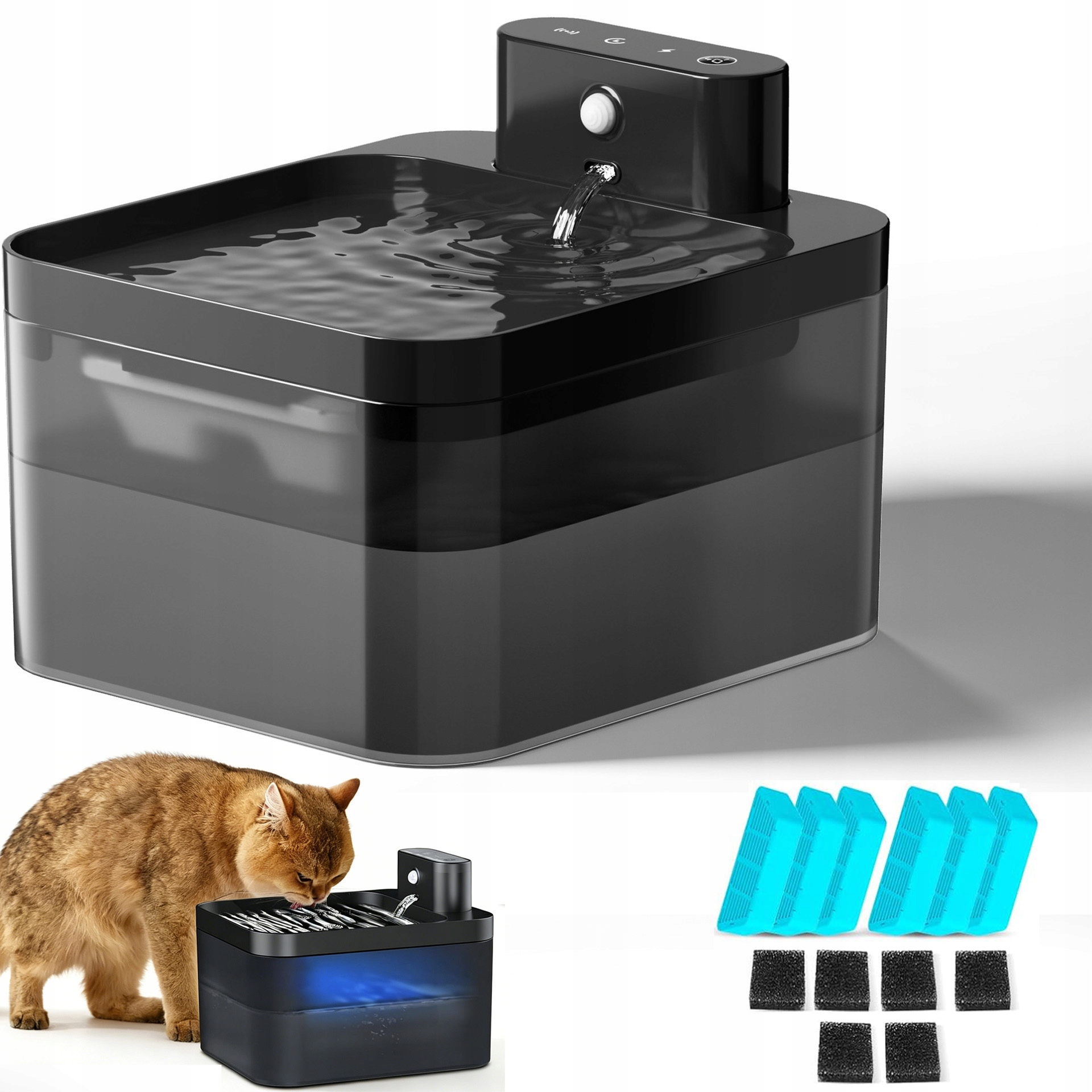 Pet Vodní Fontána Na Baterie S Infračervenou Indukcí 2,2L Automatický Napáječ