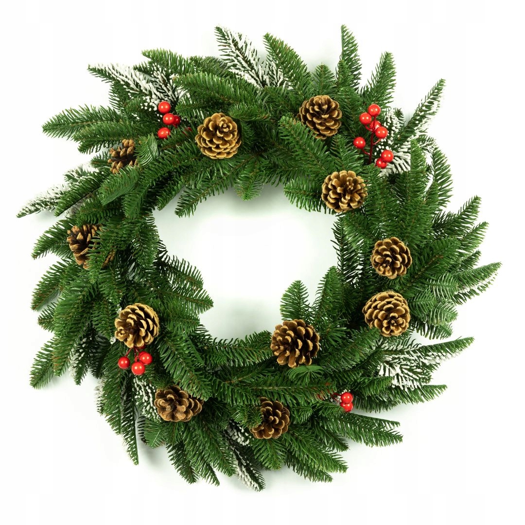 Věnec Winter Věnec dveře šišky jeřabina 100% Pe dekorace na stůl