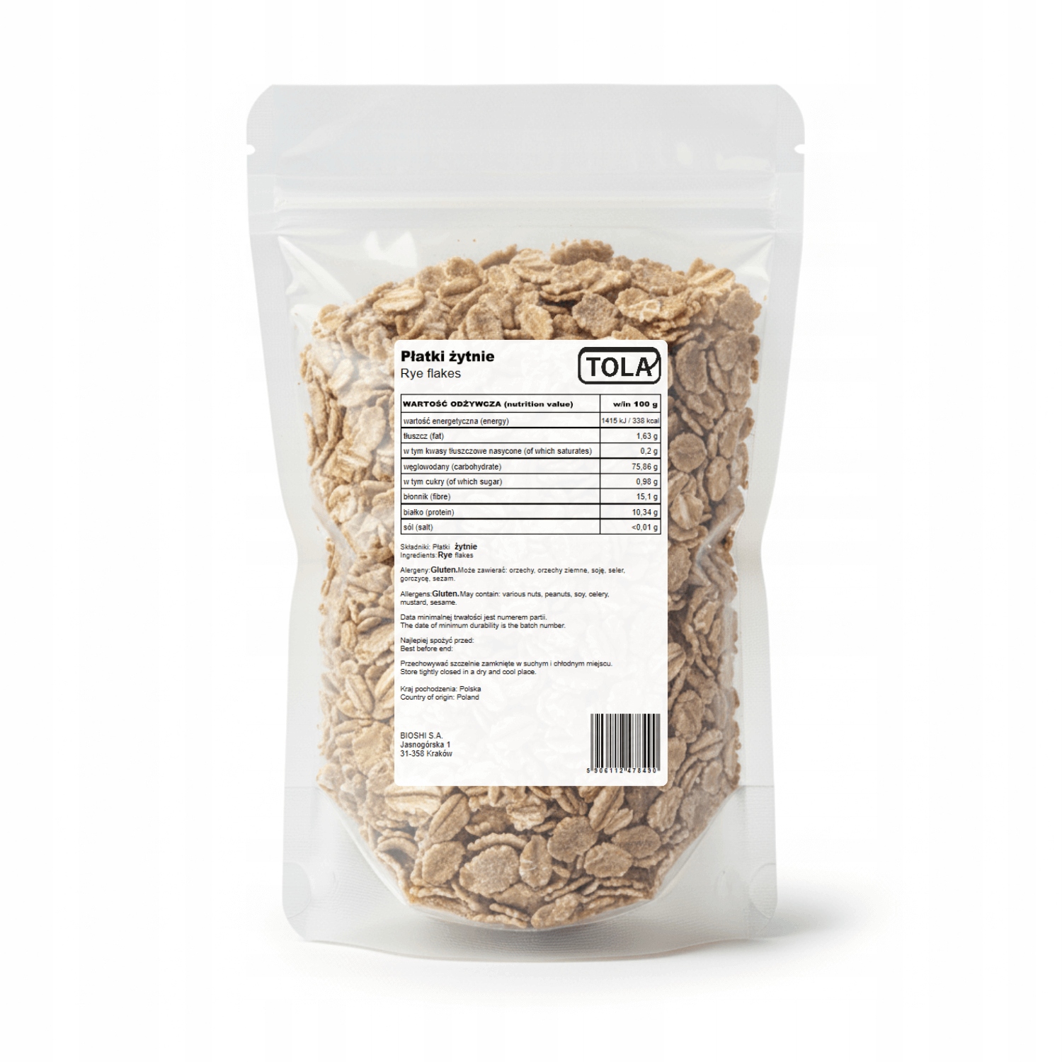 Levně Žitné vločky 20 kg – přírodní, vysoká kvalita Tola