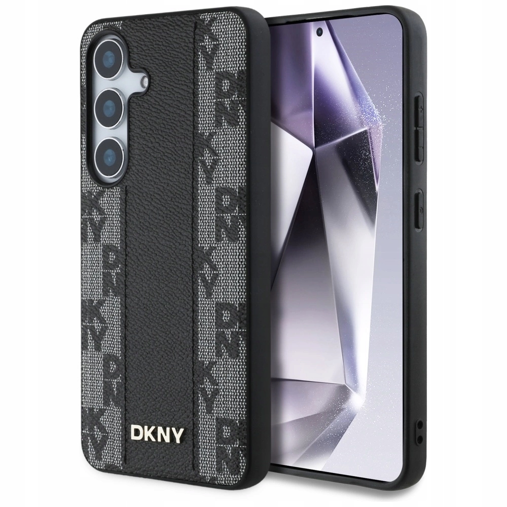 Pouzdro Dkny Leather Checkered Pattern MagSafe pro Samsung Galaxy S25, černé