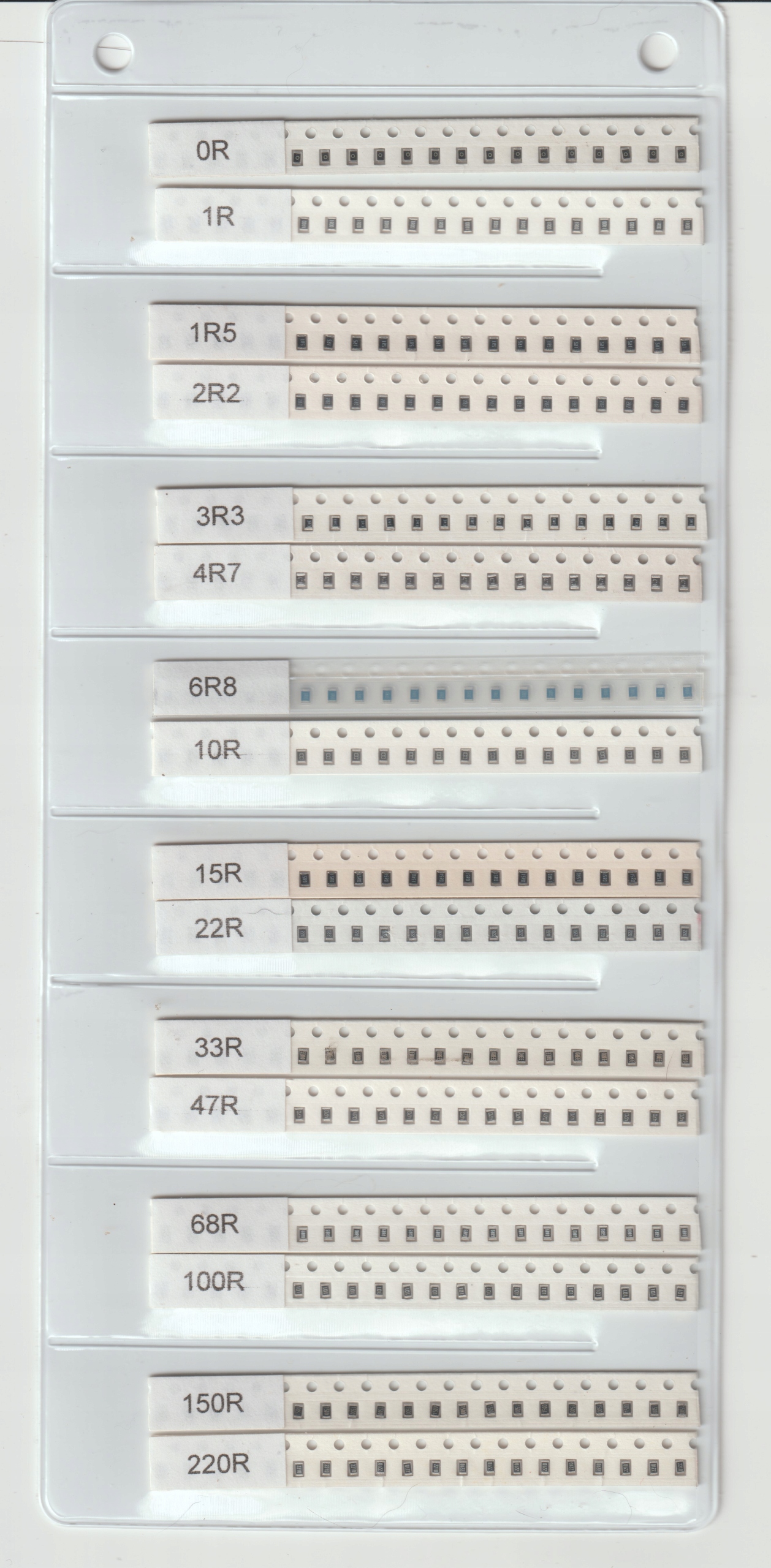 [880szt] Zestaw Rezystorów Smd 0805 0R-10M Szereg E-6 44 Wartości x 20 szt