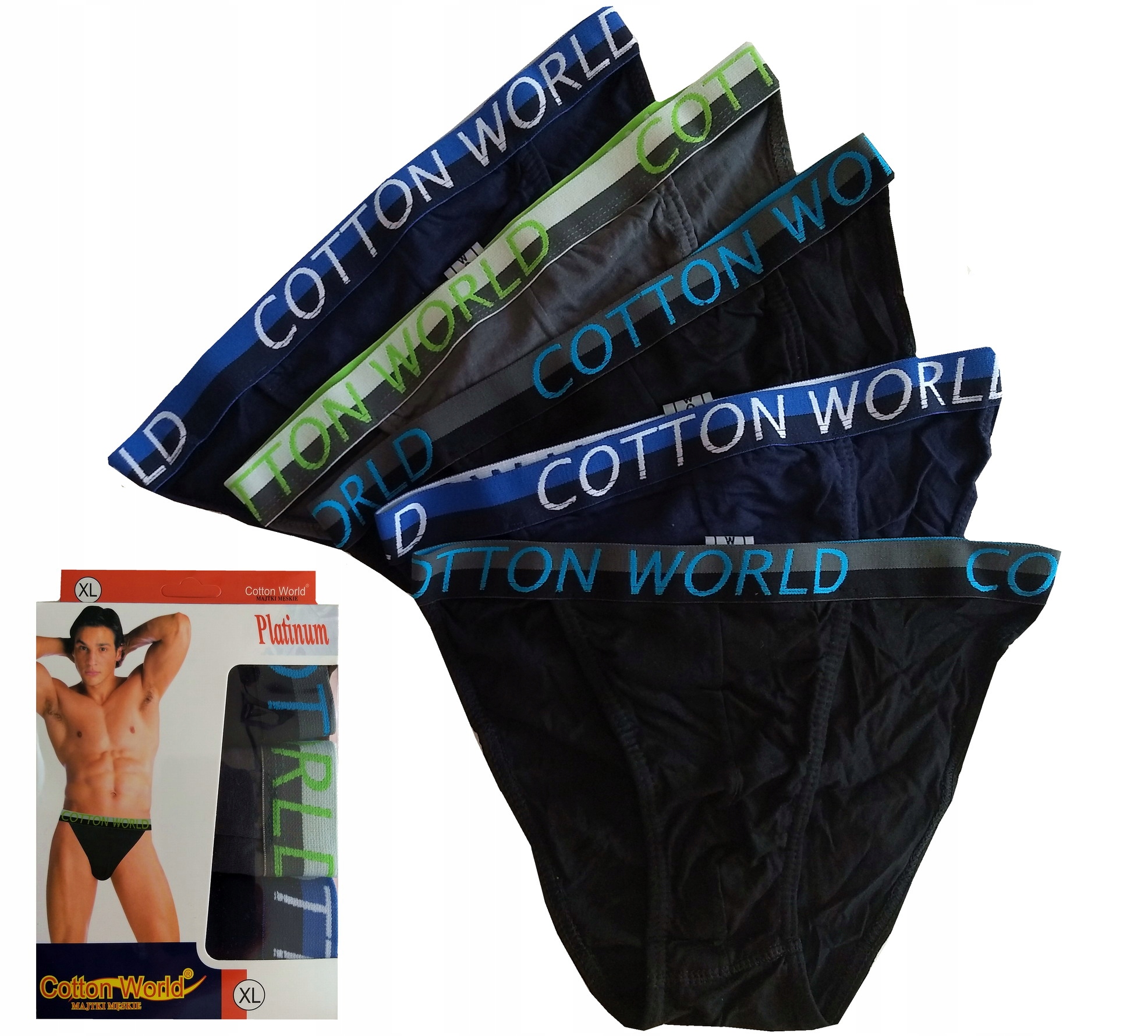 

6x Slipy Tango na Gumie Cotton World majtki- XXL