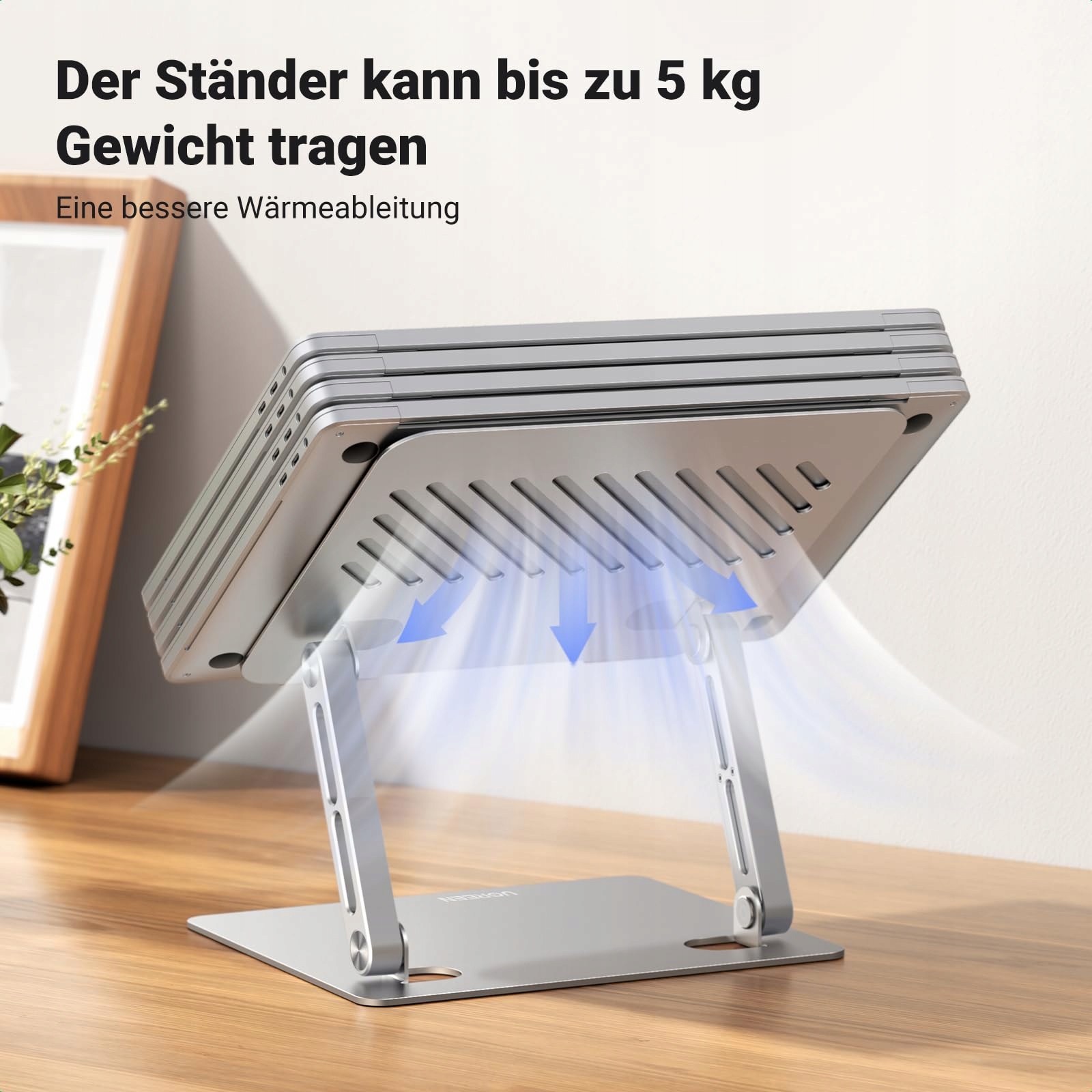 UGREEN Regulowany Składany Stojak Na Laptopa Wentylowany 10-17.3 Cala — miniatura 3