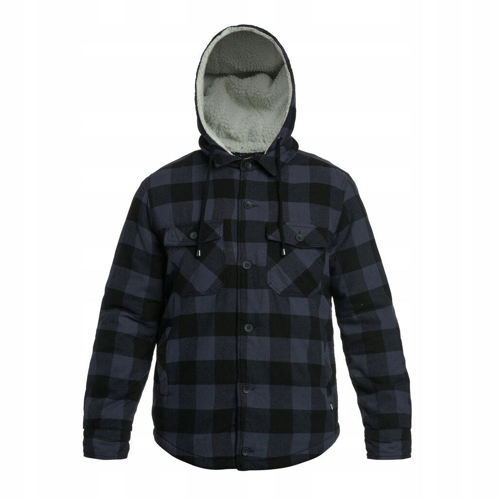 Košilová bunda s kapucí v kostkovaném vzoru Brandit Lumberjacket Hooded Black/Grey Gringham 4XL