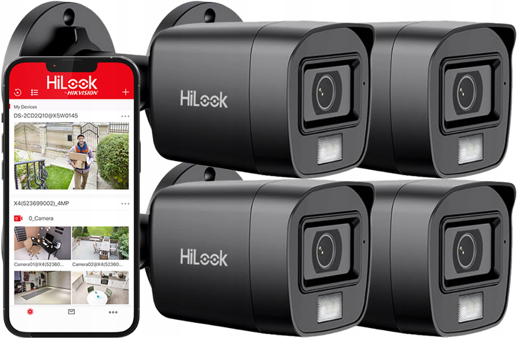 Vonkajšie kamery x4 8Mpx Tvi Ahd TVI-B8M-20DL Black HiLook od spoločnosti Hikvision