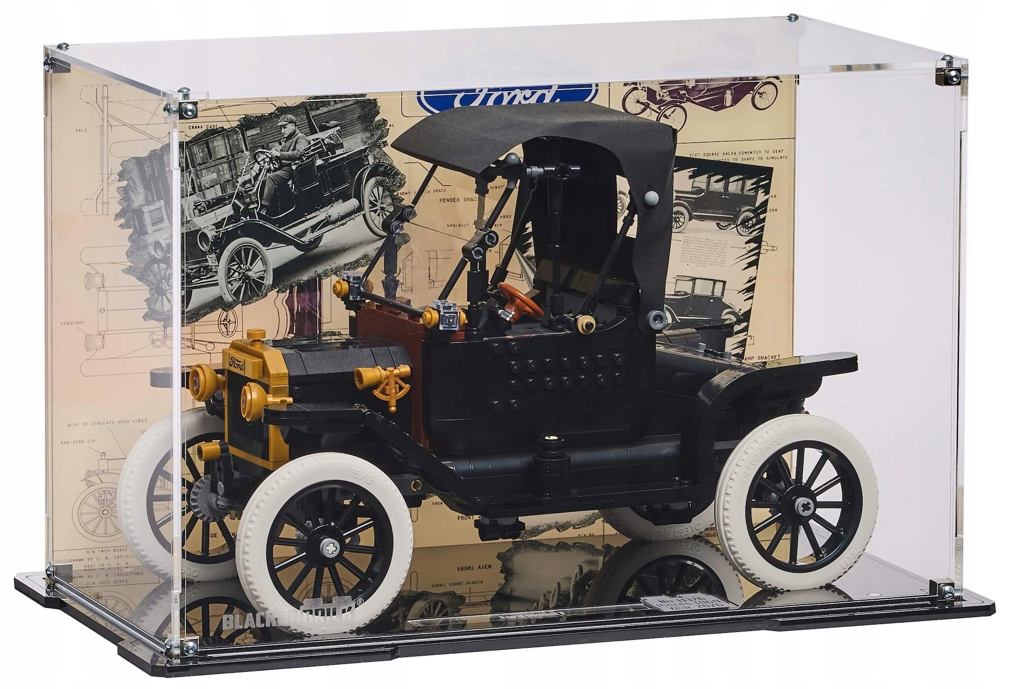 Vitrína s pozadím Blacked Brick pre Lego 11376 Icons Ford Model T
