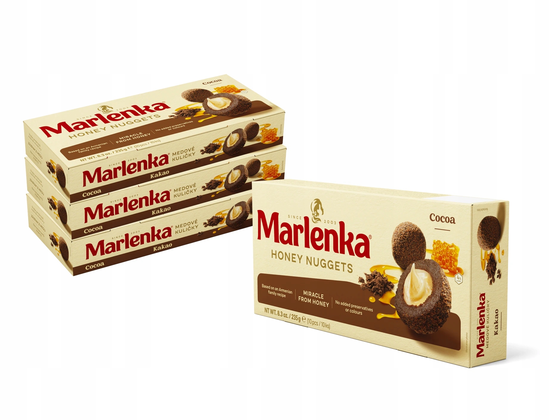 Marlenka Akce 3+1 Medové kuličky s kakaem 4 x 235 g