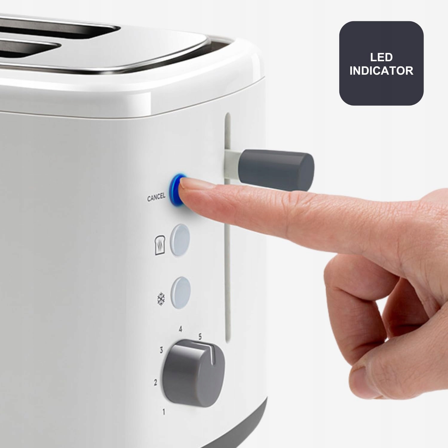 BLACK+DECKER Toster 820W 2 Szerokie Szczeliny 7 Stopni Opiekania Biały — miniatura 4