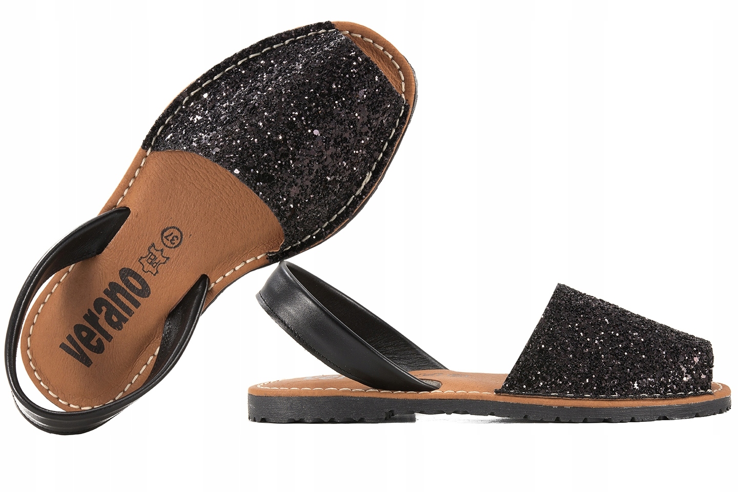 Verano 2275 Dámské Sandály Španělské Kůže/brokát černé 39 Černá