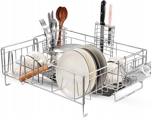 Levně Sušička na nádobí s odkapávačem nerezová ocel