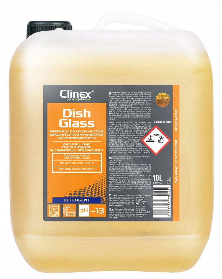 Levně Clinex Dish Glass – Prostředek Na Mytí Nádobí – 10 L