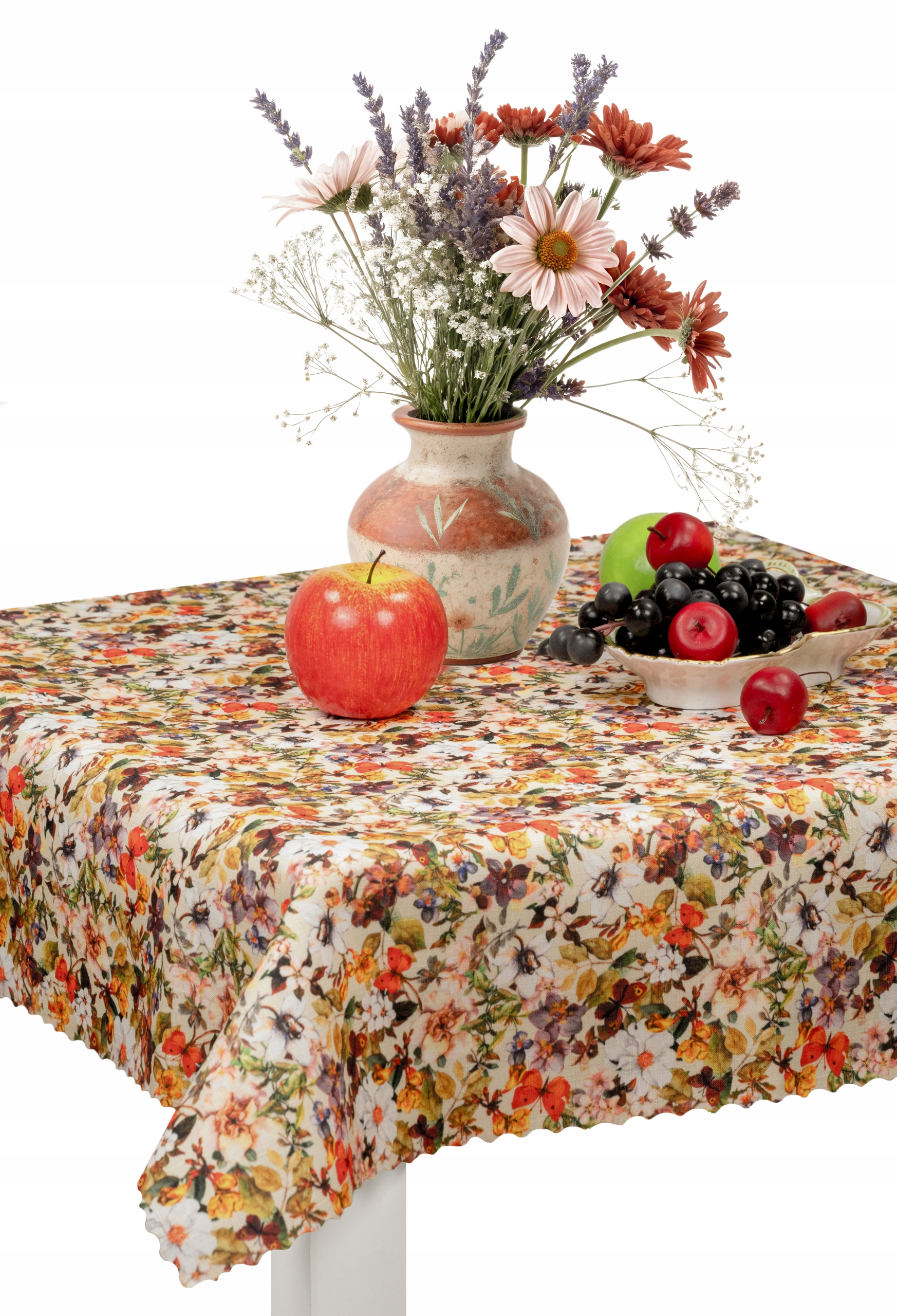 Obrus kwiatowy herbaciany jasny plamoodporny dekoracyjny 100X140