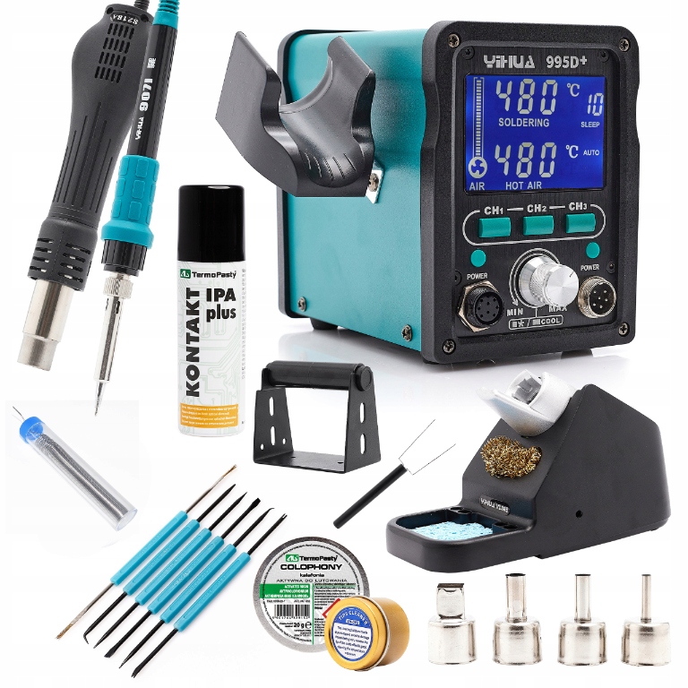 Výkonná Páječka Pájecí Stanice 2v1 Hot Air Yihua 995D+ Elektronika Hq