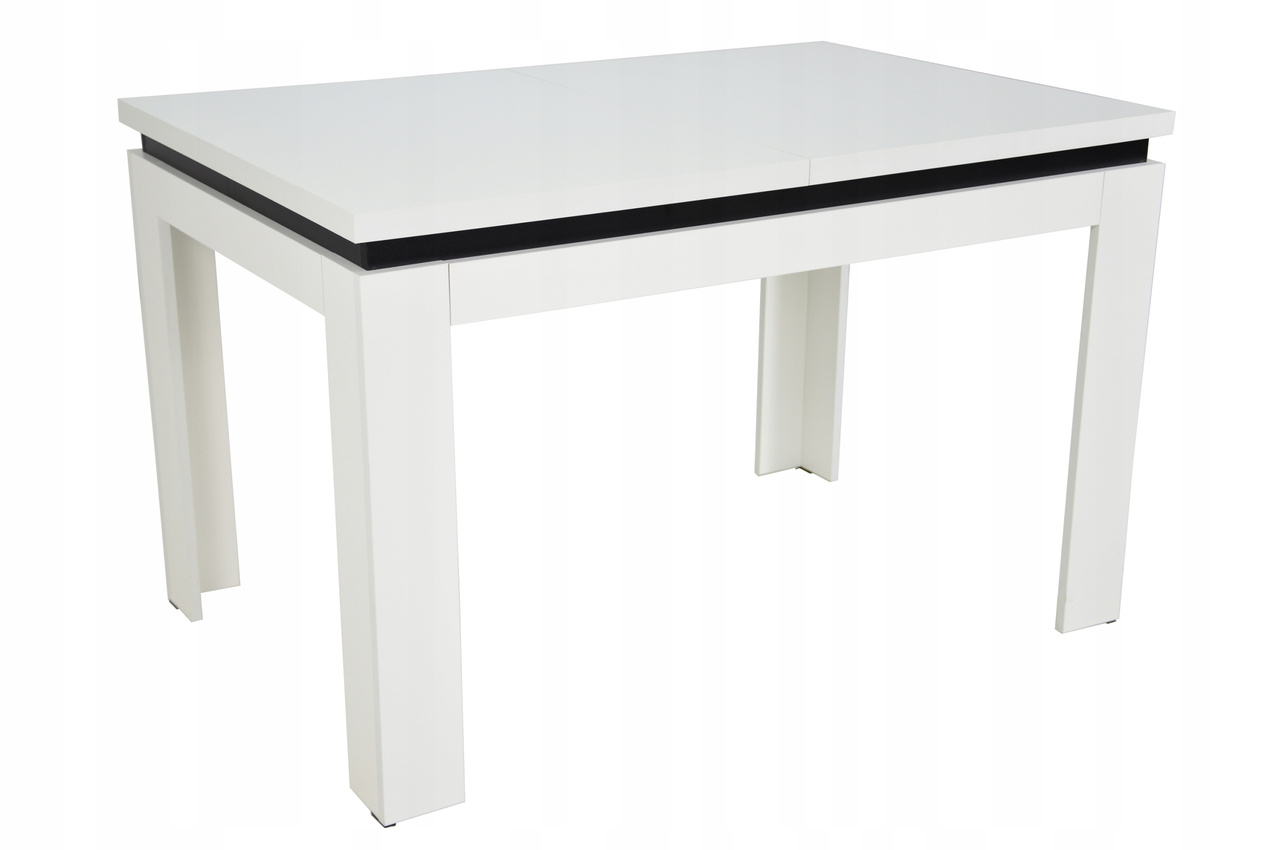 Biały stół 80x120/160 i 6 czarnych krzeseł Zestaw Wysokość krzesła 98 cm