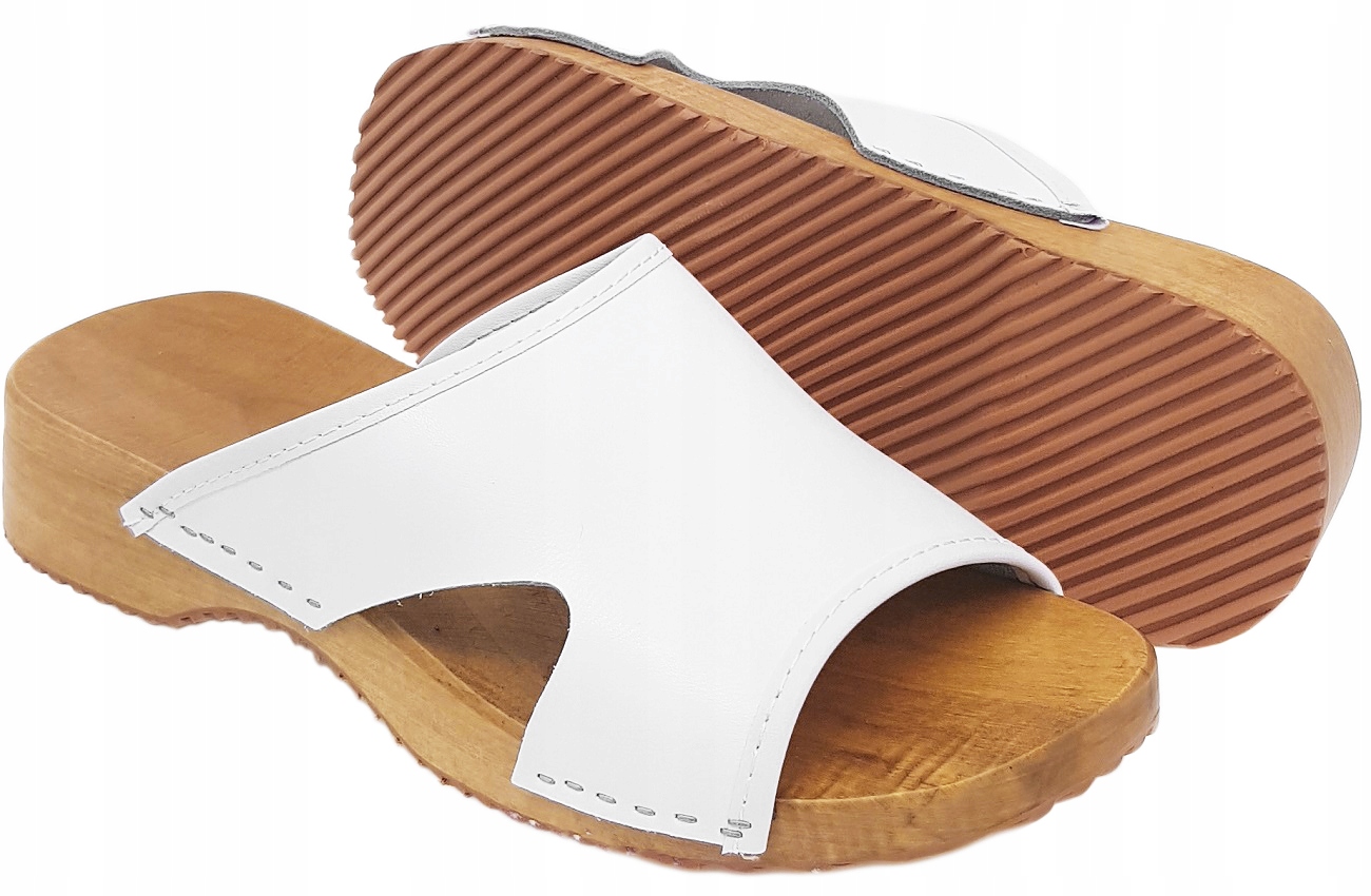 Drewniaki Trepy Skóra Chodaki Medyczne Odkryte *37 Rozmiar 37