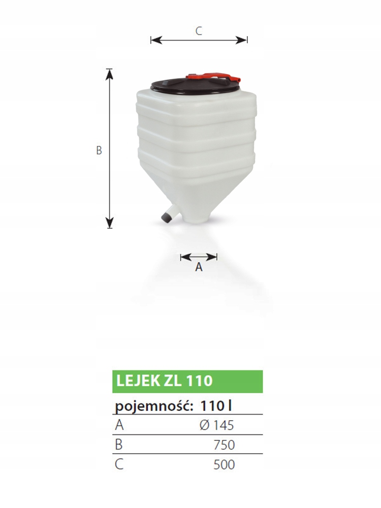 Lejek do rozsiewacza automatow paszowych 110 L Part number R002