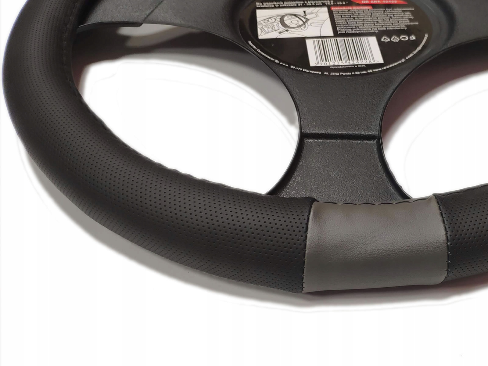 POKROWIEC na KIEROWNICĘ szaro czarny PREMIUM EAN (GTIN) 5901225424228