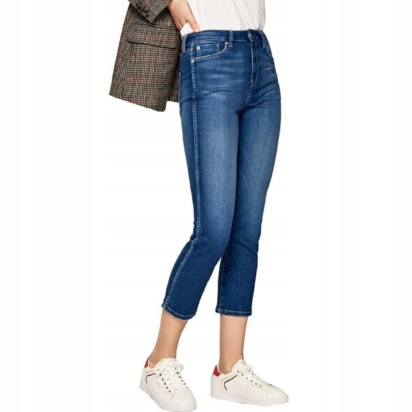 Pepe Jeans Tmavě Modré Džíny 7/8 Úzké Nohavice (26)