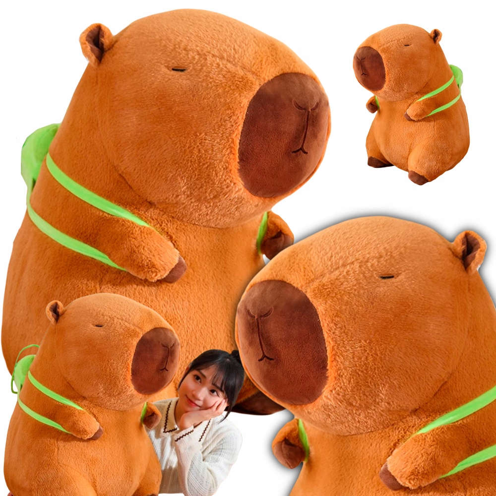 DUŻY MASKOTKA PLUSZOWA PLUSZAK KAPIBARA 80 CM KAPIBARA Z PLECAKIEM PREZENT