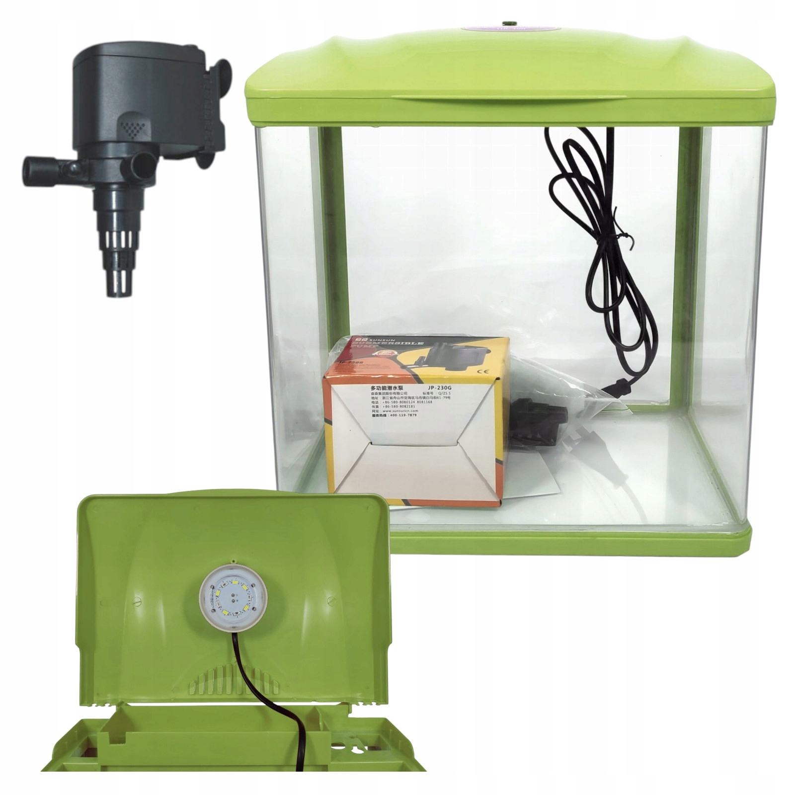 Akwarium Szklane SunSun HR-300 – Kompletny Zestaw 14L (Zielone)