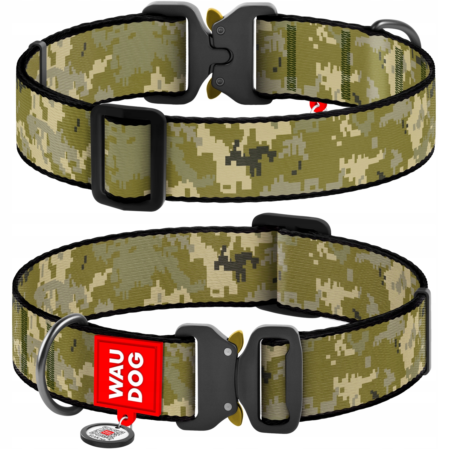 Levně Nylonový obojek pro psa s Qr kódem, kovová spona, vojenská, velikost XXL