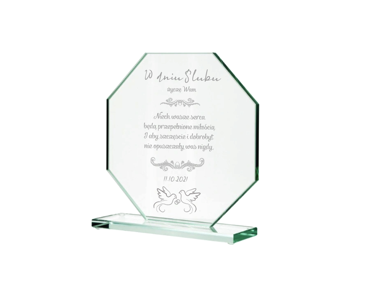 Skleněná soška s gravírováním 20 cm