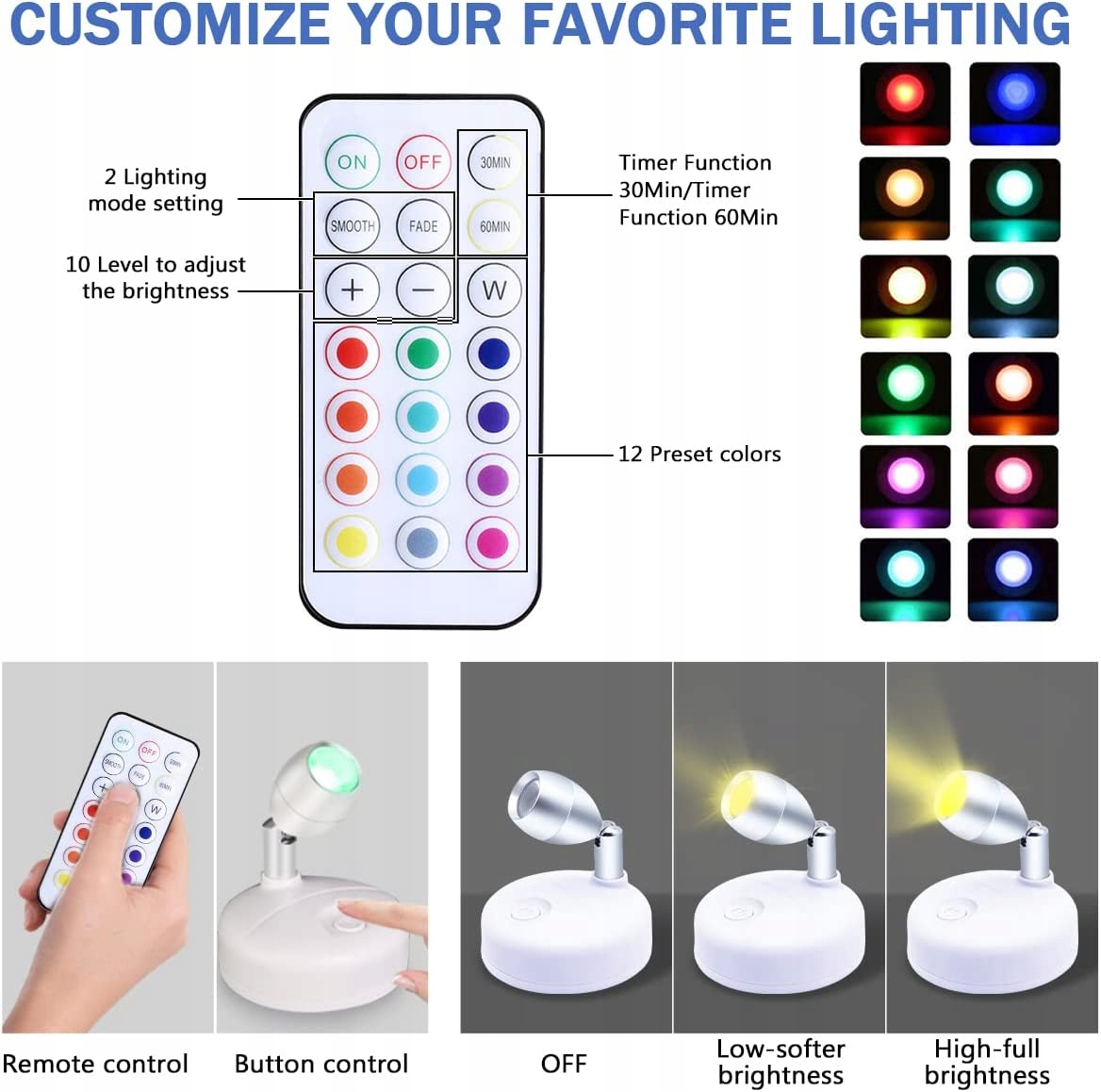 2xLAMPKA BATERIE BEZPRZEWODOWA LED Reflektor+PILOT Zasilanie bateryjne