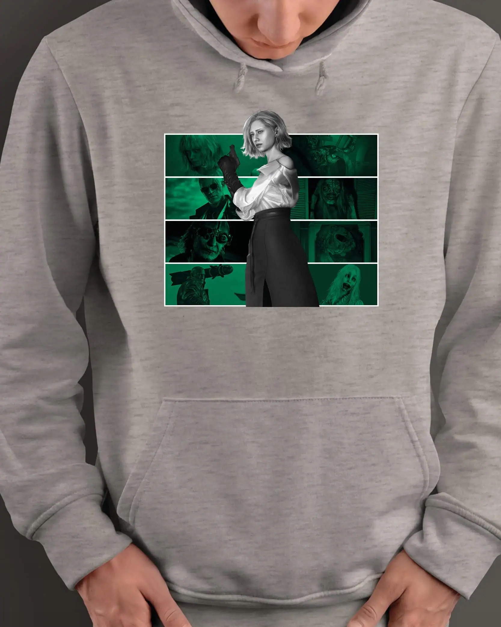 Mikina s kapucí Personalizovaná hra Horor Survival Re Šedá XXL