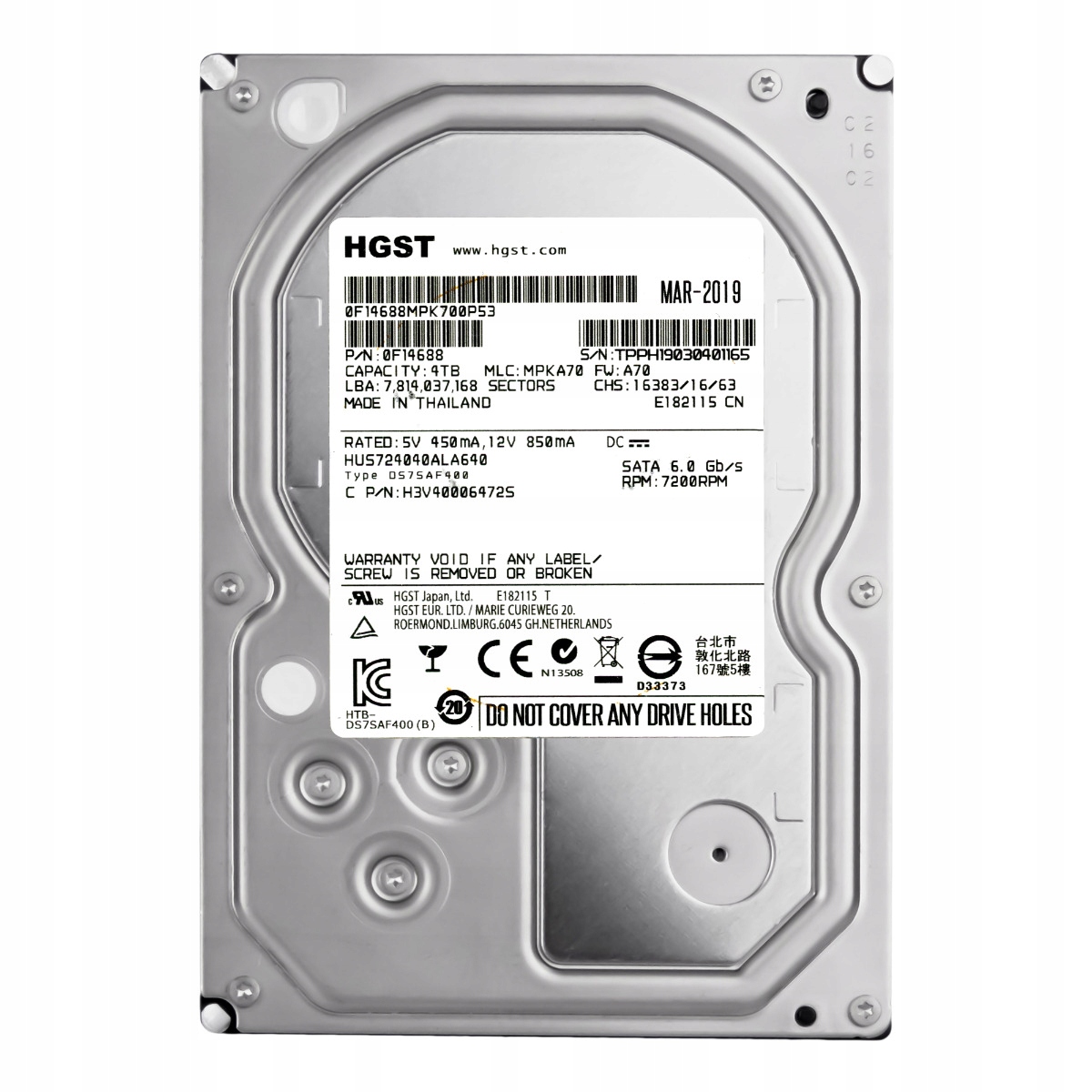 Hgst UltraStar 7K4000 4TB 7.2K 64MB Sata III 3.5'' HUS724040ALA640