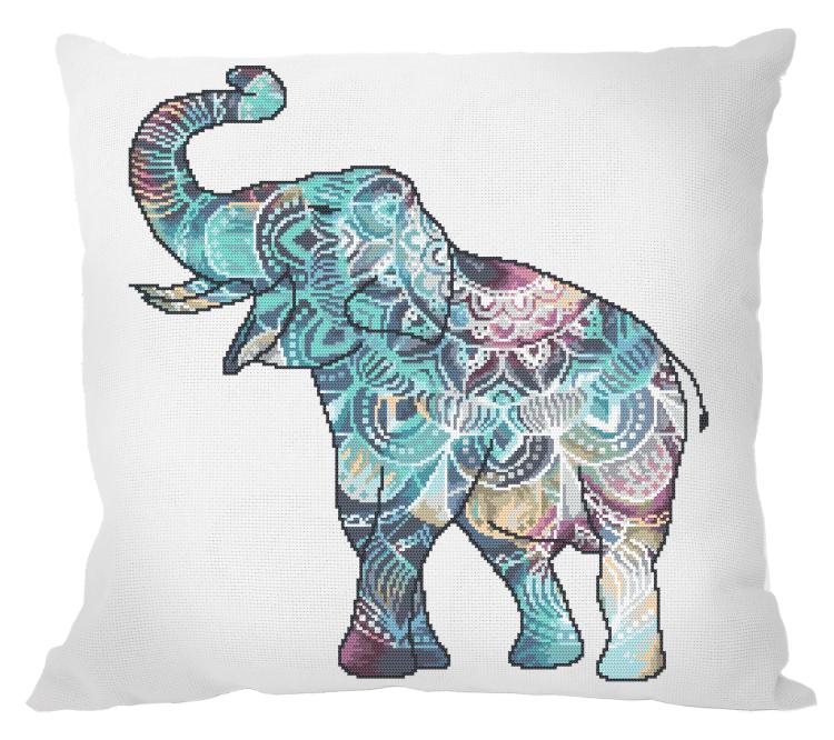 Vyšívací sada-Polštář-Indický slon štěstí