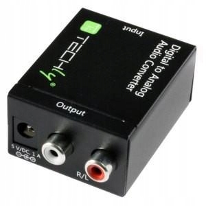 Konwerter cyfrowy Toslink SPDIF, coaxial audio na analog stereo RCA L/R Model IDATA SPDIF-3